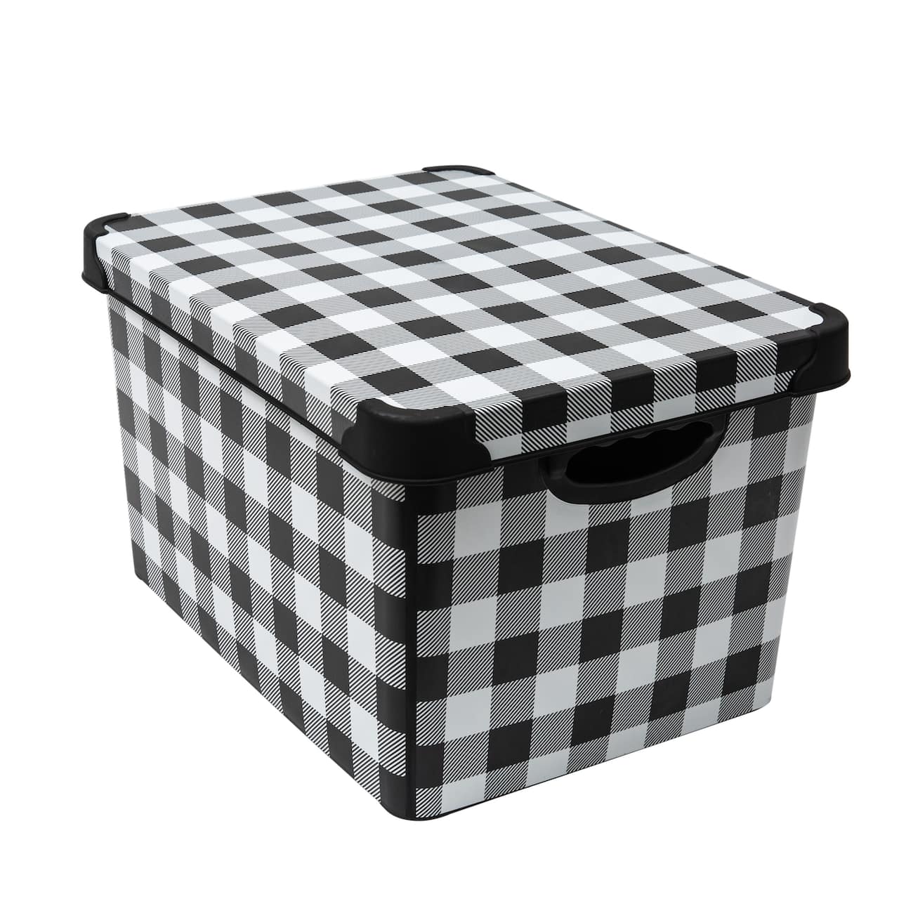 Simplify Checkered Black & White Storage Tote Bin
